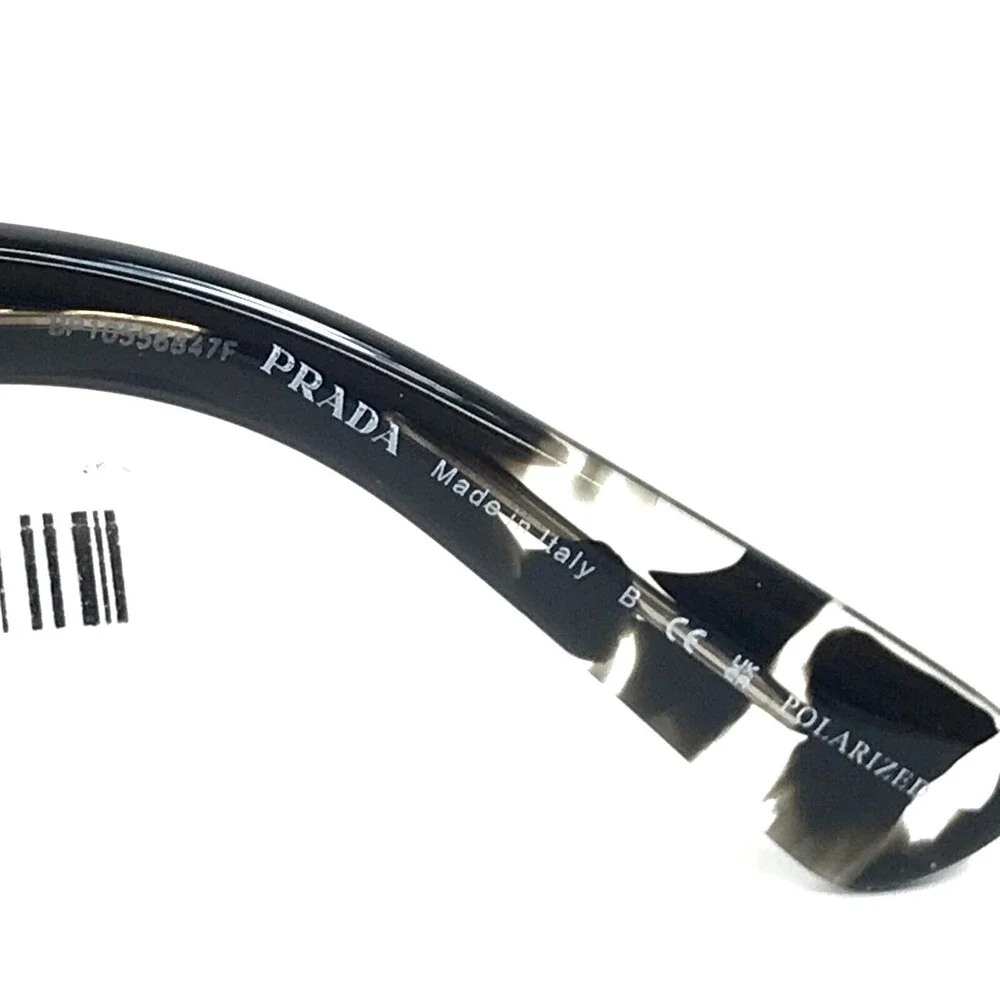 Prada Sunglasses SPRA03 15O-70C Black Clear Tortoise Frames w/ Pink Polarized